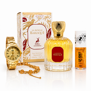Kit Perfume Baroque La Rouge 100ML Eau de Parfum + Relogio + Gloss