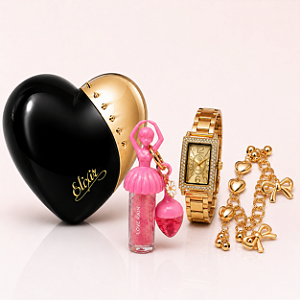 Kit Perfume Chic N'Glam Elixir 75ML Eau de Parfum + Relogio + Gloss