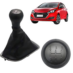 Kit Coifa Manopla HB20 2012 Até 2019 5 Marchas Tampa Cinza