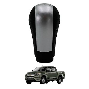 Manopla de Cambio S10 2012 Até 2018 Preto Tampa Prata