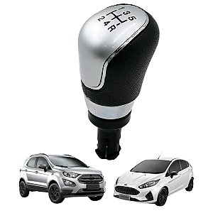 Manopla de Cambio New Fiesta Nacional Ecosport Novo Ka 2015 Até 2021 Preto Aro Cromado
