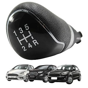 Manopla Cambio New Fiesta Nacional Ecosport Novo Ka 2015 Até 2021 Preto Aro Preto
