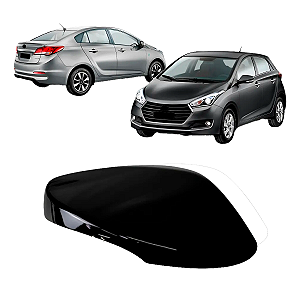 Capa Retrovisor HB20 2012 Até 2019 Black Piano Com Seta