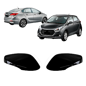 Par Capa Retrovisor HB20 2012 Até 2019 Black Piano C/Seta