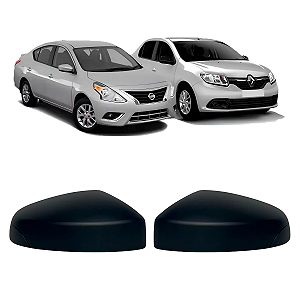 Par Capa Retrovisor Sandero Logan 2015 Até 2021 Versa 2017 Até 2019 Preto Sem Pisca