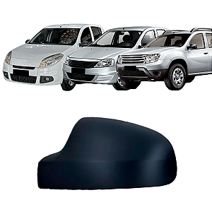 Capa Retrovisor Sandero Logan Duster 2009 Até 2015 Preto Sem Pisca