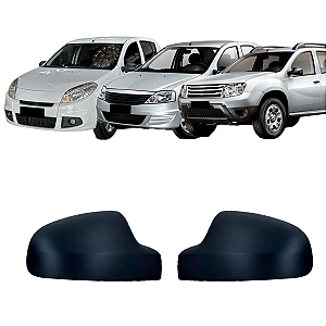 Par Capa Retrovisor Sandero Logan Duster 2009 Até 2015 Preto Sem Pisca