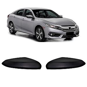 Par Capa Retrovisor Civic 2017 Até 2021 Preto Fosco Sem Pisca