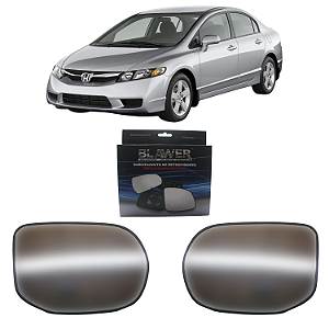 Par Lente Retrovisor Convexo Com Base New Civic 2007 Até 2011