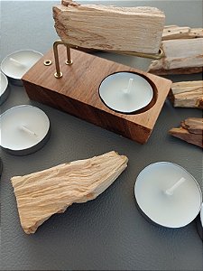 Kit Defumador Retângulo com velas e palo santo