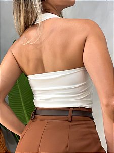 Cropped em Suplex Frente Única Plissado Micaele Ref. 1902