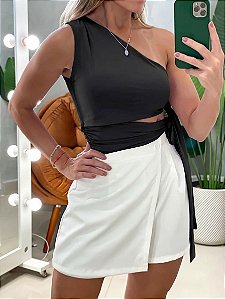 Cropped em Poliamida Ombro Único com Amarração Lunara Ref. 1910