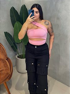 Cropped em Suplex Alça Transpassada com Recorte Aline Ref. 1747