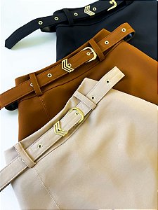 Shorts Saia em Alfaiataria com Cinto Pamela Ref. 1528