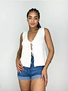 Blusa Feminina Regata Modal Amarração Frontal Samila Ref. 1324