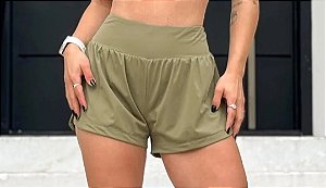 Shorts Fitness Duplo com Bolso e Zíper