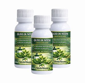 Kit 3 Óleo de Neem 100ml Concentrado Natural para Plantas Hortas Jardinagem