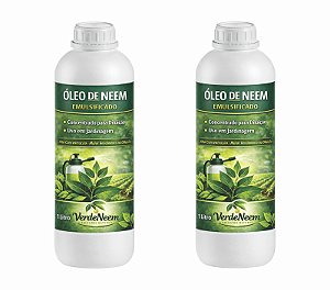 Kit 2 Óleo de Neem 1 Litro Concentrado Natural para Plantas Hortas Jardinagem e Patacões