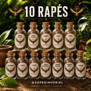 Kit 10 rapés indigenas 20g cada - 15 variedades - Sopro imperial