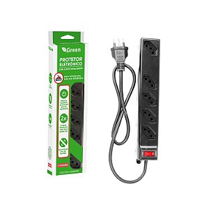 PROTETOR ELETRONICO INTELIGENTE GREEN - 5 TOMADAS 110/220V 075-0550