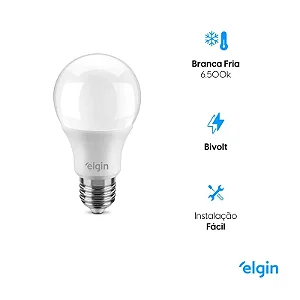Lâmpada LED 12W 6500K Bivolt – Luz Branca Fria e Econômica Elgin
