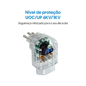 Protetor Surto (DPS) 2P+T 20A 1 Tom Bivolt Elgin Transparente