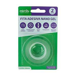 Fita Adesiva Dupla Face Nano Gel Transparente Lavável - 2 Metros