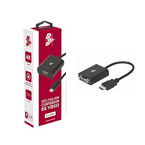 Conversor de Vídeo HDMI para VGA Saída R/L com Cabo P2st