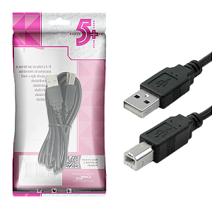 CABO USB 2.0 - USB A MACHO + USB B MACHO 2.0 - 2M - PRETO