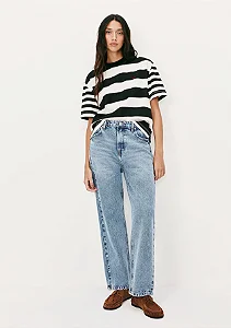 Calça Jeans Feminina Reta Cintura Alta Básicos do Brasil - Azul