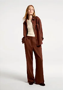 Camisa Feminina Manga Longa Oversized - Marrom