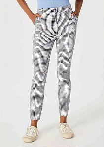 Calça Feminina Slim Estampada Cintura Média Em Alfaiataria -