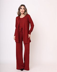 Conjunto Feminino Inverno Calça Cardigan E Regata Ana Paula