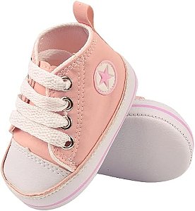 Tenis Menina Star Rosa Bebe Mania Cano Alto Cadarco Rosa