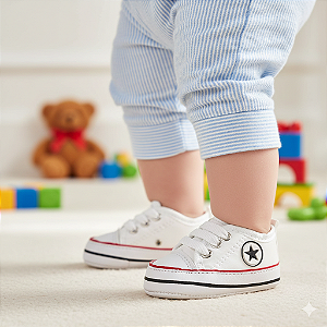 Tênis Bebê Mania Star Casual Conforto Branco Estiloso