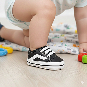 Tênis Bebê Mania Casual Conforto Estilo Vans Preto