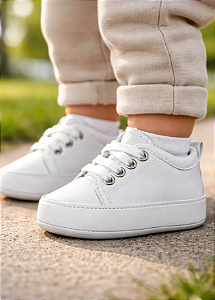 Tênis Bebê Mania Casual Conforto Branco Novidade