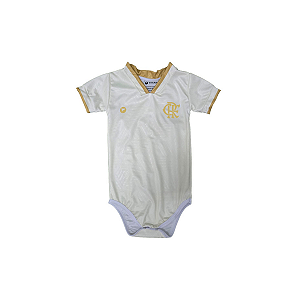 Body Bebê Flamengo Branco Oficial Torcida Baby Licenciado