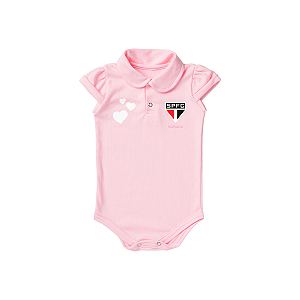 Body Polo São Paulo para Bebê Rosa Feminino Oficial Torcida Baby