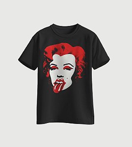Camiseta Marilyn Monroe + banda Rolling Stones.