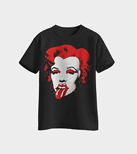 Camiseta Marilyn Monroe + banda Rolling Stones.