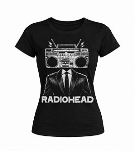 Baby look da banda Radiohead com arte desenvolvida pela loja