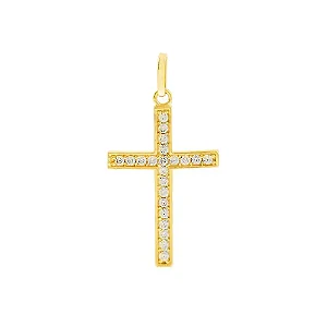 Pingente de ouro cruz ouro 18k cravejado pedras