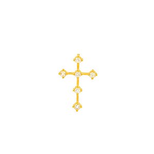 Pingente de cruz ouro 18k pequena com pedras