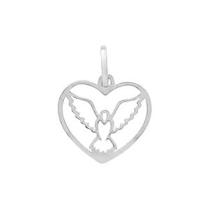 Pingente Divino Espírito Santo ouro branco 18k coração G