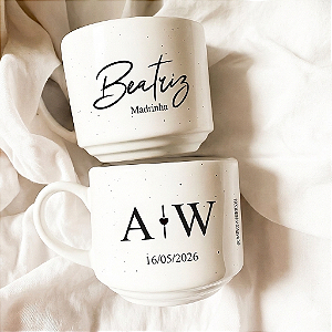 Kit Xícara Personalizada com Nome 180ml – Presente para Padrinhos, Madrinhas, Pastor, Pastora, Casamento