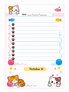 Bloco destacável A5 (14,5x21cm) - Gatinhos 01