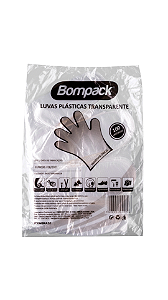 LUVA DESCARTÁVEL TRANSPARENTE - Bompack - 100 unidades