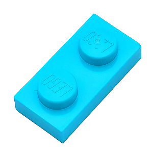 LEGO® Plate 1 x 2 Medium Azure NOVO Original | PiraBloco® PB00005