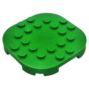 LEGO® Plate, Modified 6 x 6 with Rounded Corners and 4 Feet - Bright Green - NOVO - Original - PB00039